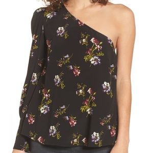 One Shoulder Floral Blouse
